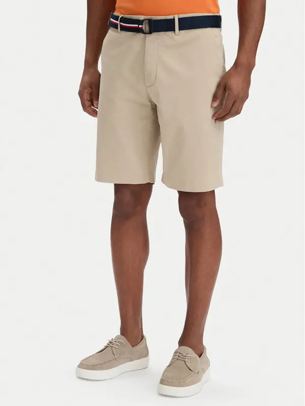 Tommy Hilfiger Tommy Hilfiger Komplet kratke hlače i remen Denton MW0MW42349 Svijetlo bež Slim Fit