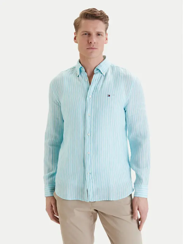 Tommy Hilfiger Tommy Hilfiger Košulja Bengal MW0MW42400 Tirkizna Regular Fit