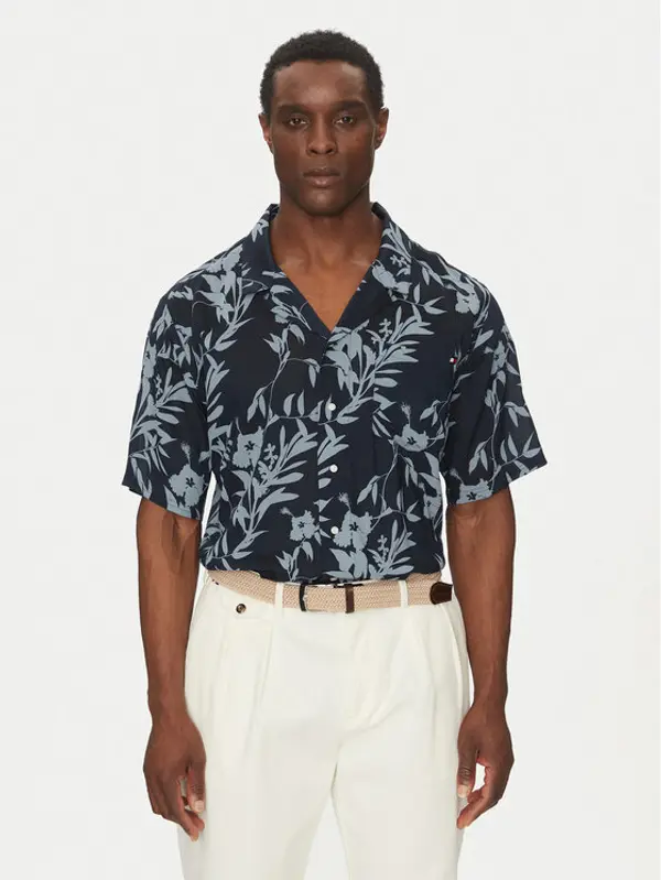 Tommy Hilfiger Tommy Hilfiger Košulja Bowling Shirt Print UM0UM03227 Tamnoplava Regular Fit