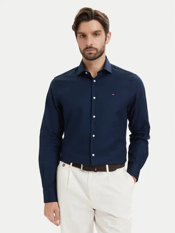 Tommy Hilfiger Tommy Hilfiger Košulja Dobby MW0MW43747 Tamnoplava Regular Fit