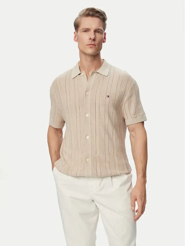 Tommy Hilfiger Tommy Hilfiger Košulja Pointelle MW0MW43249 Bež Regular Fit