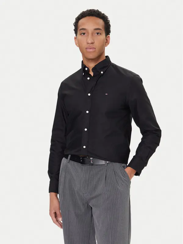 Tommy Hilfiger Tommy Hilfiger Košulja Solid Heritage MW0MW35774 Crna Regular Fit