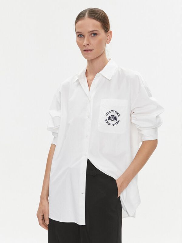 Tommy Hilfiger Tommy Hilfiger Košulja Varsity WW0WW39682 Bijela Oversize