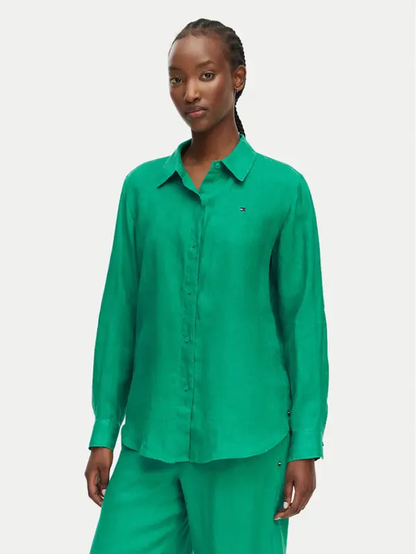 Tommy Hilfiger Tommy Hilfiger Košulja WW0WW44679 Zelena Relaxed Fit