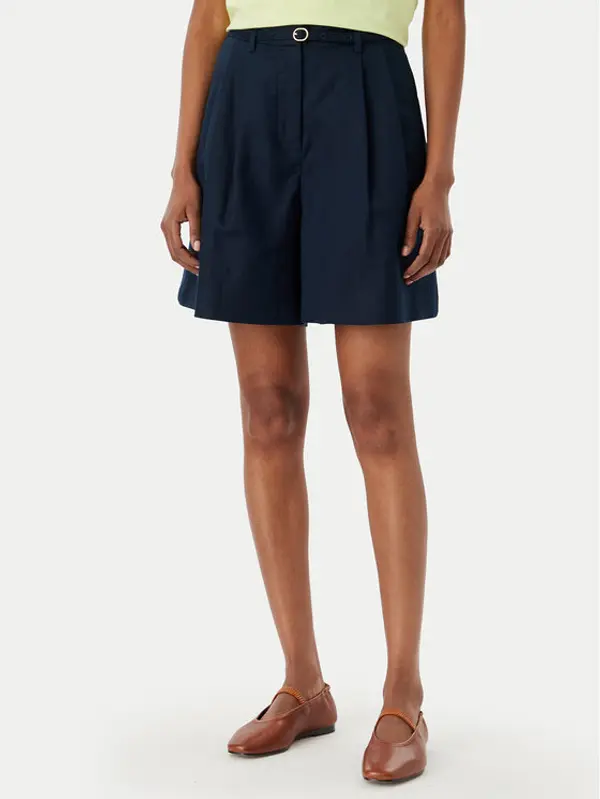 Tommy Hilfiger Tommy Hilfiger Kratke hlače WW0WW49040 Tamnoplava Wide Leg