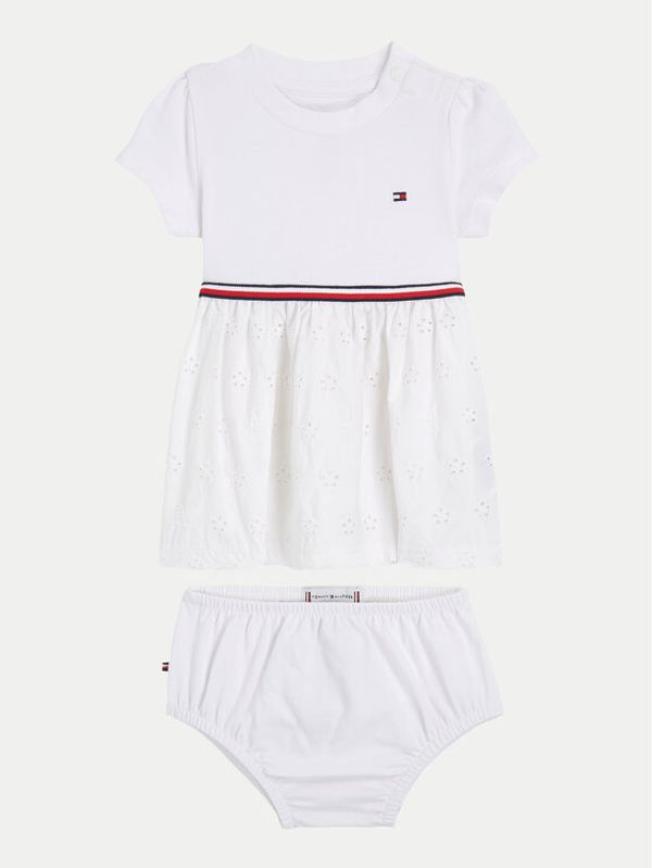 Tommy Hilfiger Tommy Hilfiger Ljetna haljina Broderie KN0KN01801 Bijela Regular Fit