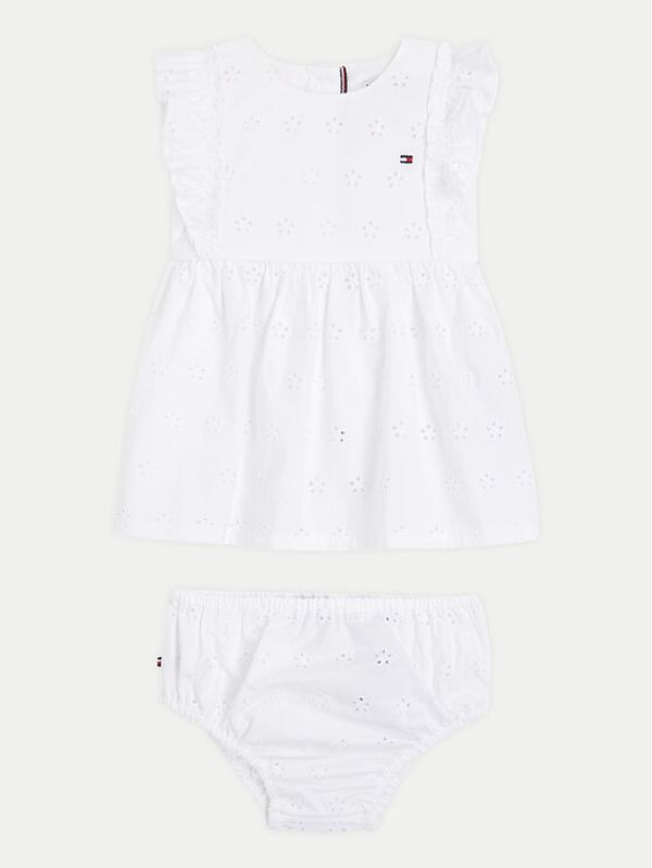 Tommy Hilfiger Tommy Hilfiger Ljetna haljina Broderie KN0KN01803 Bijela Regular Fit