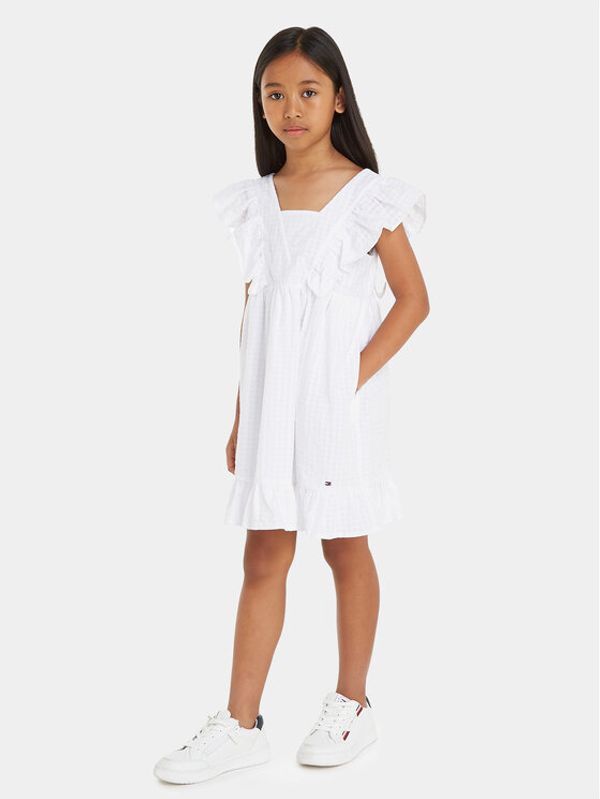 Tommy Hilfiger Tommy Hilfiger Ljetna haljina Gingham KG0KG07930 M Bijela Relaxed Fit