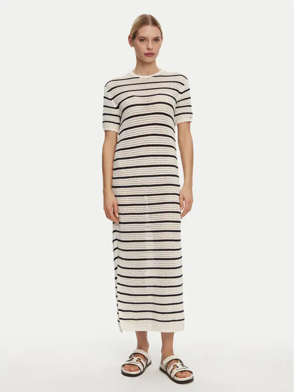 Tommy Hilfiger Tommy Hilfiger Ljetna haljina Pointelle WW0WW44489 Bež Slim Fit