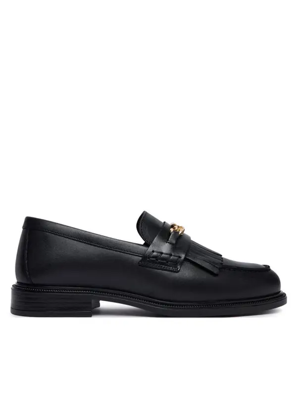 Tommy Hilfiger Tommy Hilfiger Loaferice Th Chain Fringe Leather Loafer FW0FW09668 Crna