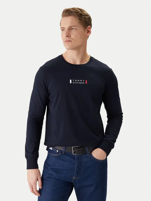 Tommy Hilfiger Tommy Hilfiger Majica dugih rukava Brand Love Ls Tee MW0MW41454 Tamnoplava Slim Fit