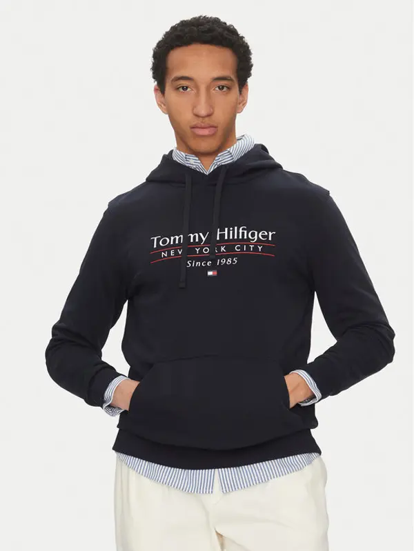 Tommy Hilfiger Tommy Hilfiger Majica dugih rukava Center Stack MW0MW38672 Tamnoplava Regular Fit