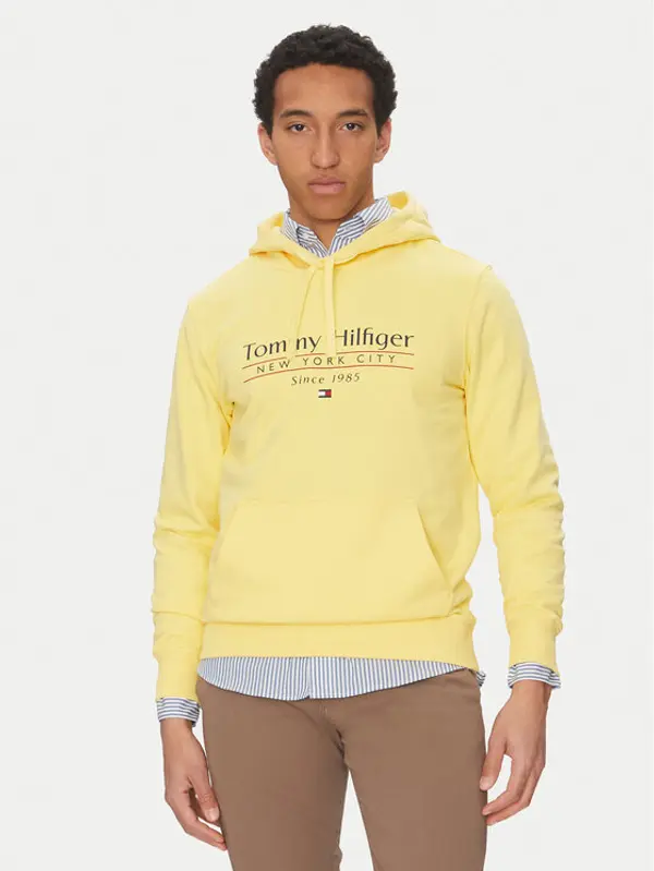 Tommy Hilfiger Tommy Hilfiger Majica dugih rukava Center Stack MW0MW38672 Žuta Regular Fit
