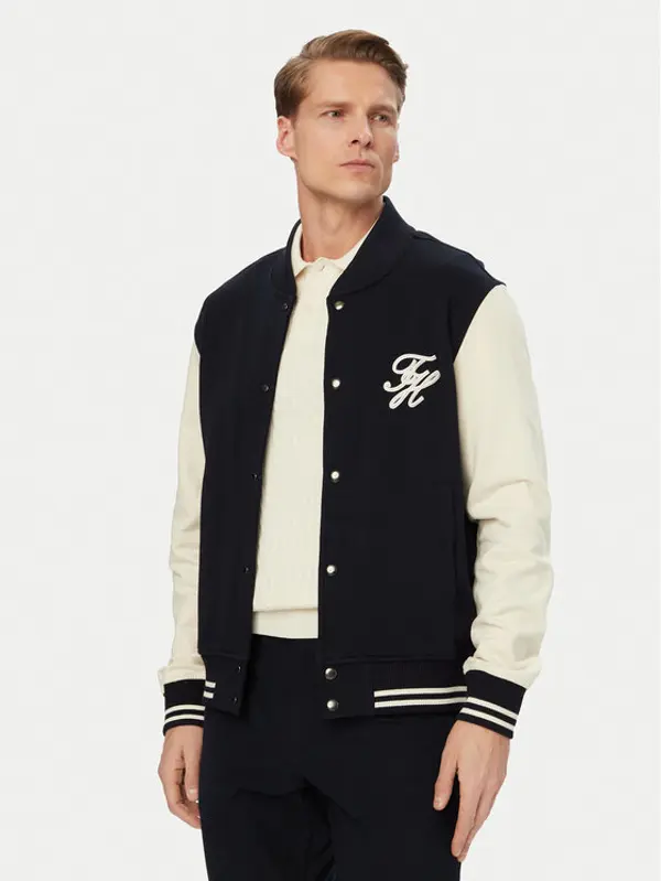 Tommy Hilfiger Tommy Hilfiger Majica dugih rukava Colour-Blocked Terry MW0MW43091 Tamnoplava Regular Fit