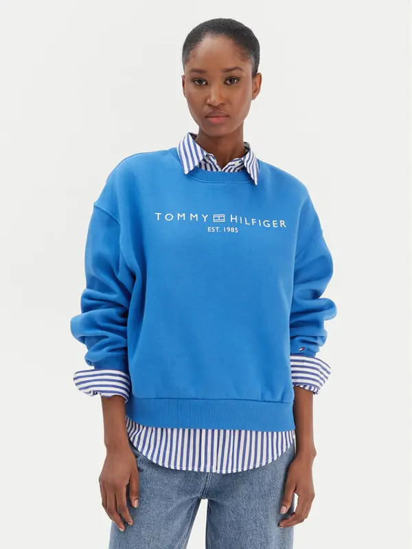 Tommy Hilfiger Tommy Hilfiger Majica dugih rukava Corp Logo WW0WW47831 Plava Regular Fit