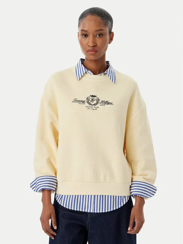 Tommy Hilfiger Tommy Hilfiger Majica dugih rukava Crest Embroidery WW0WW48733 Bež Relaxed Fit