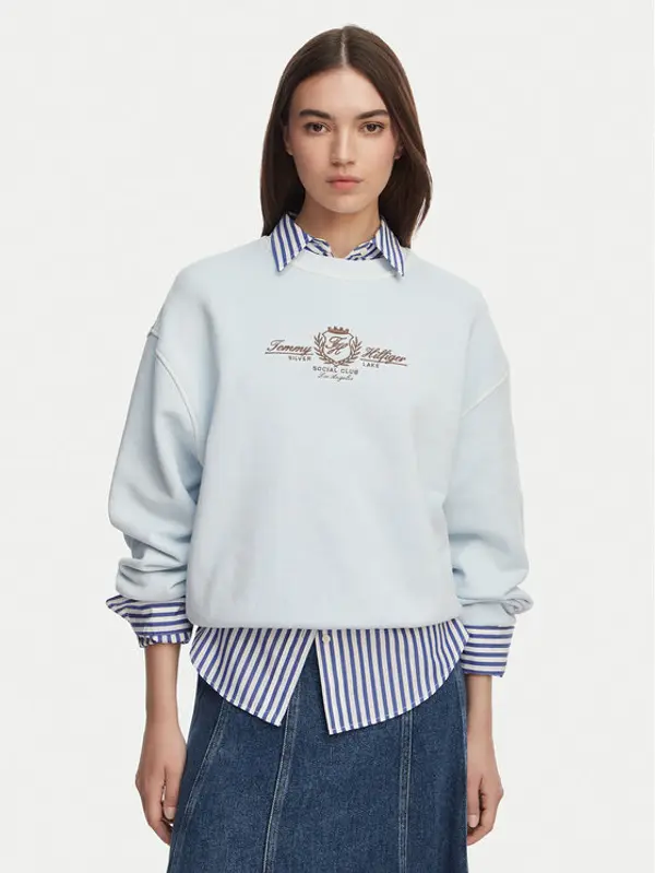 Tommy Hilfiger Tommy Hilfiger Majica dugih rukava Crest Embroidery WW0WW48733 Svijetlo plava Relaxed Fit