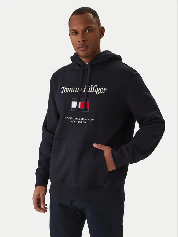 Tommy Hilfiger Tommy Hilfiger Majica dugih rukava Embro Flag MW0MW42735 Tamnoplava Regular Fit