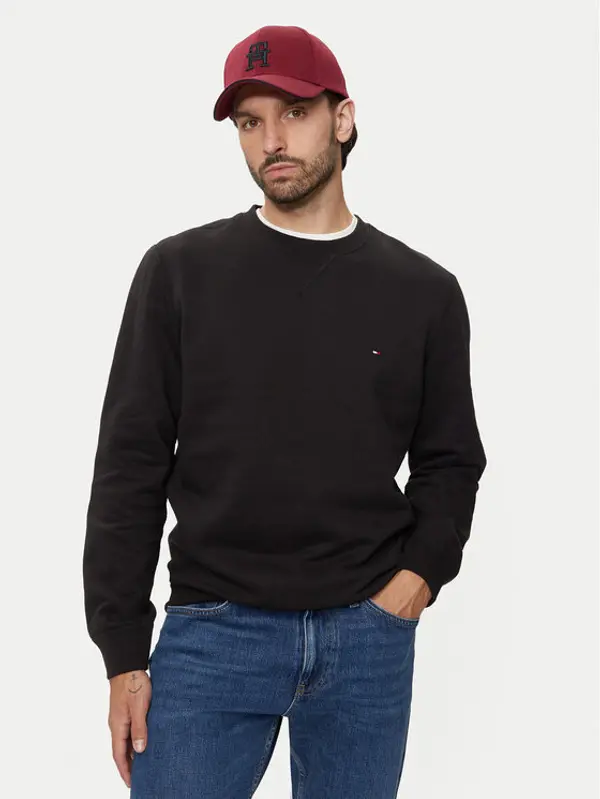 Tommy Hilfiger Tommy Hilfiger Majica dugih rukava Essential MW0MW37232 Crna Regular Fit