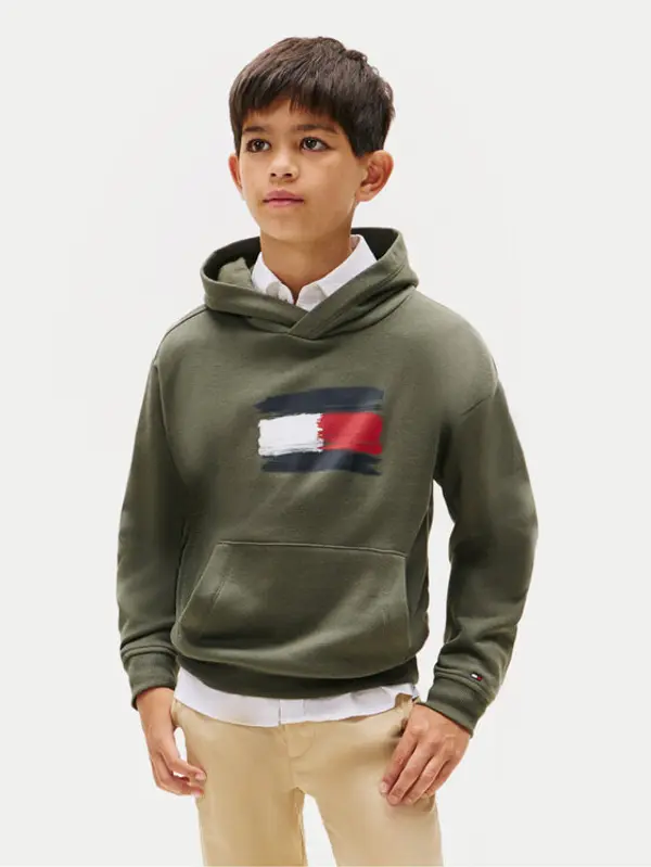 Tommy Hilfiger Tommy Hilfiger Majica dugih rukava Flag KB0KB10112 Zelena Regular Fit