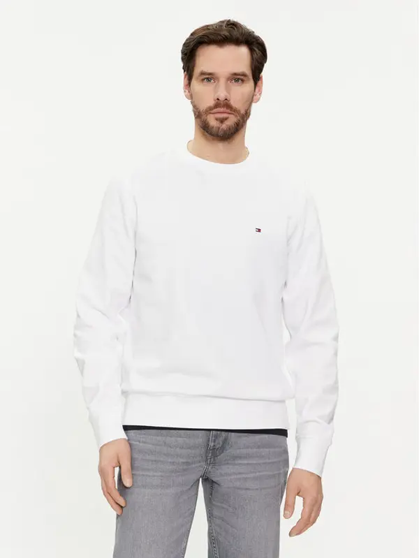 Tommy Hilfiger Tommy Hilfiger Majica dugih rukava Flag Logo MW0MW32735 Bijela Regular Fit