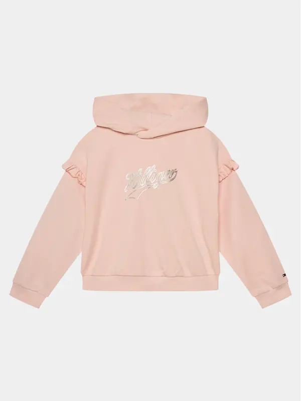 Tommy Hilfiger Tommy Hilfiger Majica dugih rukava Hilfiger Script Ruffle Hoodie KG0KG07720 Ružičasta Regular Fit