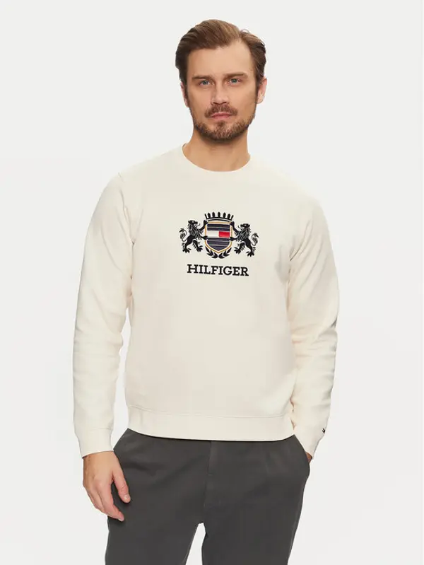 Tommy Hilfiger Tommy Hilfiger Majica dugih rukava Icon MW0MW38349 Écru Regular Fit