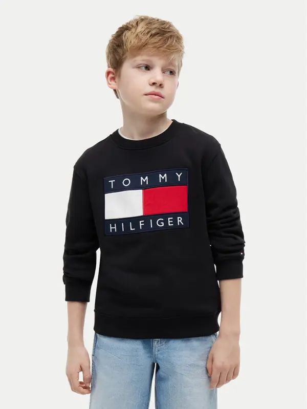 Tommy Hilfiger Tommy Hilfiger Majica dugih rukava KS0KS00709 Crna Regular Fit