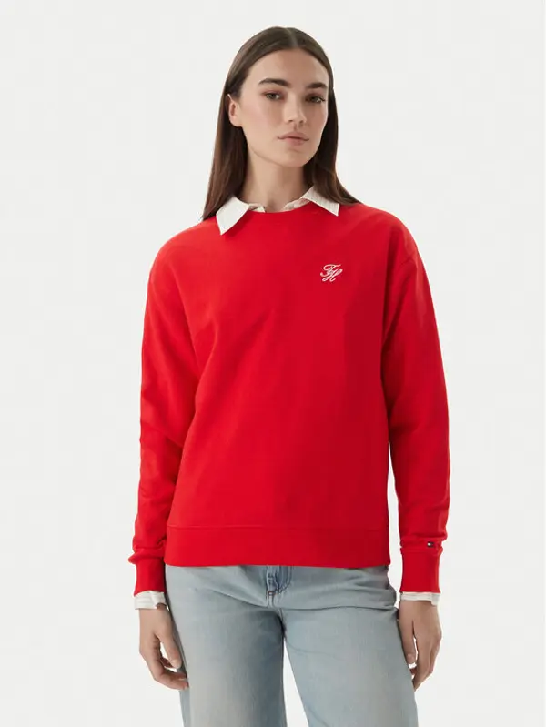 Tommy Hilfiger Tommy Hilfiger Majica dugih rukava Logo Embroidery WW0WW48724 Crvena Relaxed Fit