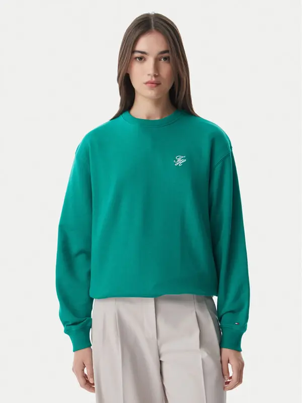 Tommy Hilfiger Tommy Hilfiger Majica dugih rukava Logo Embroidery WW0WW48724 Zelena Regular Fit