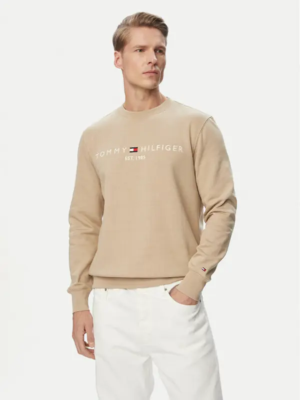 Tommy Hilfiger Tommy Hilfiger Majica dugih rukava Logo MW0MW11596 Bež Regular Fit