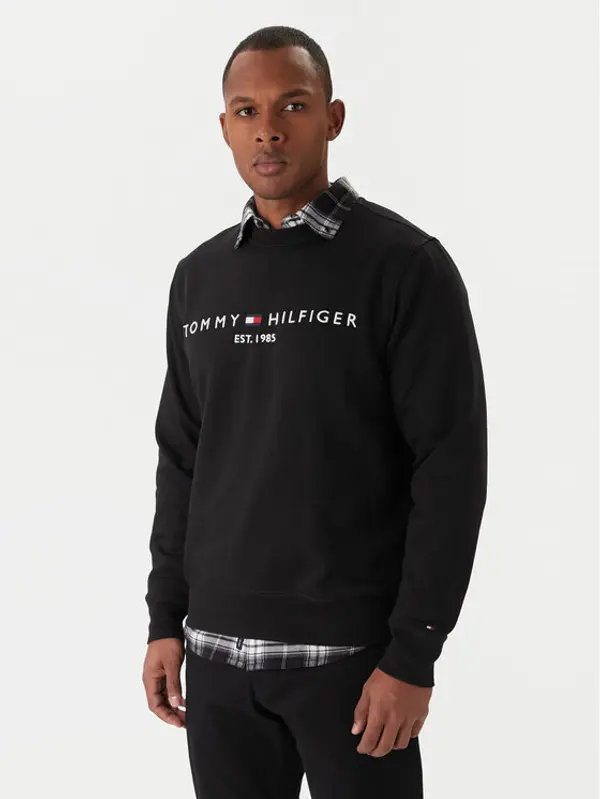 Tommy Hilfiger Tommy Hilfiger Majica dugih rukava Logo MW0MW11596 Crna Regular Fit
