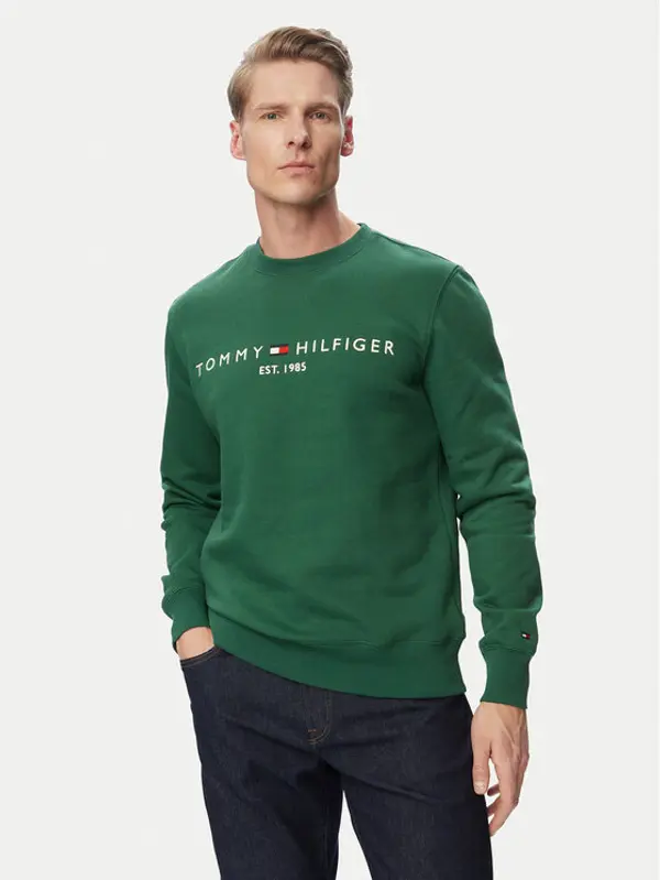 Tommy Hilfiger Tommy Hilfiger Majica dugih rukava Logo MW0MW11596 Tamno zelena Regular Fit
