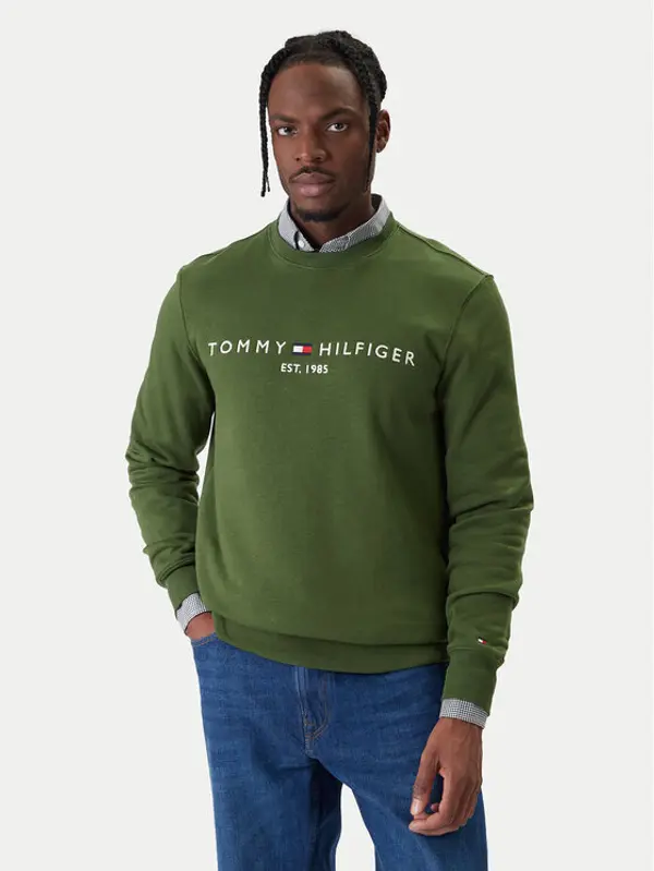 Tommy Hilfiger Tommy Hilfiger Majica dugih rukava Logo MW0MW11596 Zelena Regular Fit