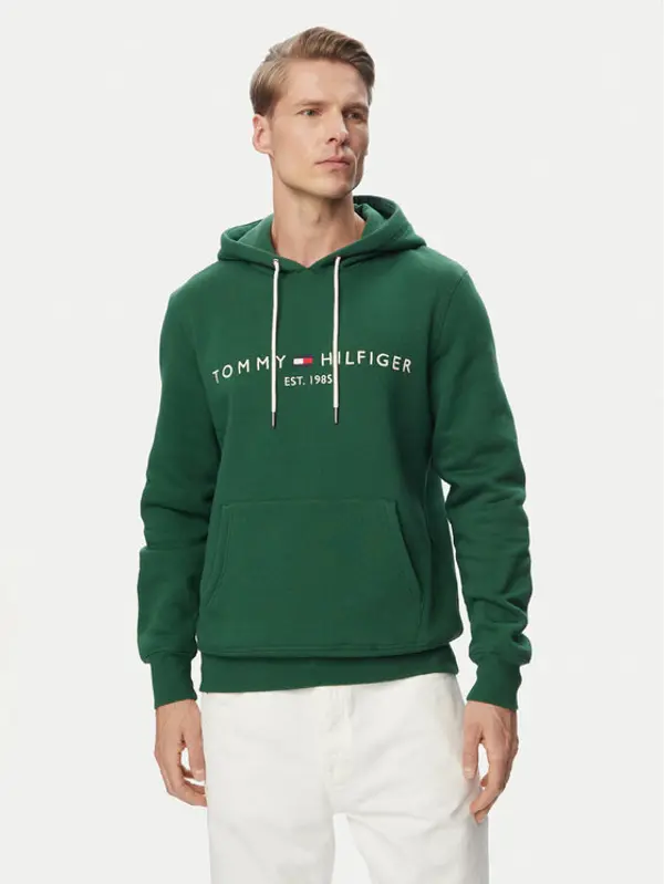 Tommy Hilfiger Tommy Hilfiger Majica dugih rukava Logo MW0MW11599 Tamno zelena Regular Fit