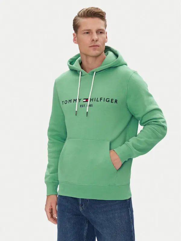 Tommy Hilfiger Tommy Hilfiger Majica dugih rukava Logo MW0MW11599 Zelena Regular Fit
