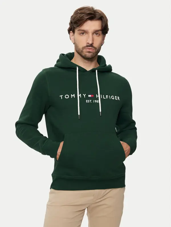 Tommy Hilfiger Tommy Hilfiger Majica dugih rukava Logo MW0MW11599 Zelena Regular Fit