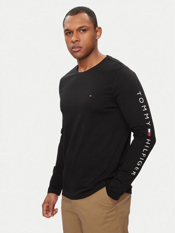 Tommy Hilfiger Tommy Hilfiger Majica dugih rukava Logo Tee MW0MW09096 Crna Regular Fit