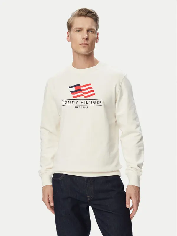 Tommy Hilfiger Tommy Hilfiger Majica dugih rukava Main Flag MW0MW43383 Svijetlo bež Regular Fit