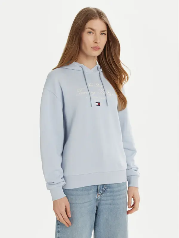 Tommy Hilfiger Tommy Hilfiger Majica dugih rukava Modern Script Graphic WW0WW43842 Svijetloplava Regular Fit