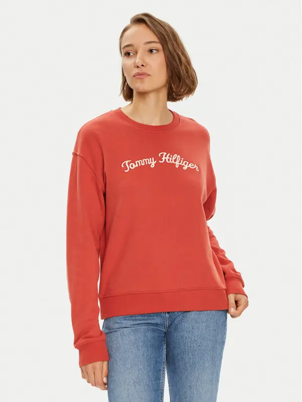 Tommy Hilfiger Tommy Hilfiger Majica dugih rukava Modern Script WW0WW42615 Crvena Regular Fit