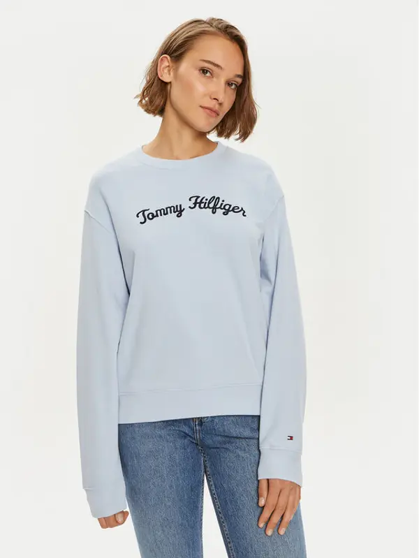 Tommy Hilfiger Tommy Hilfiger Majica dugih rukava Modern Script WW0WW42615 Svijetloplava Regular Fit