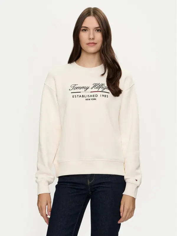 Tommy Hilfiger Tommy Hilfiger Majica dugih rukava Modern WW0WW43574 Bijela Regular Fit