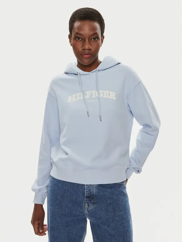 Tommy Hilfiger Tommy Hilfiger Majica dugih rukava Monotype Flock WW0WW41236 Svijetloplava Relaxed Fit