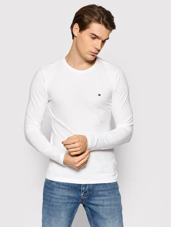 Tommy Hilfiger Tommy Hilfiger Majica dugih rukava MW0MW10804 Bijela Slim Fit