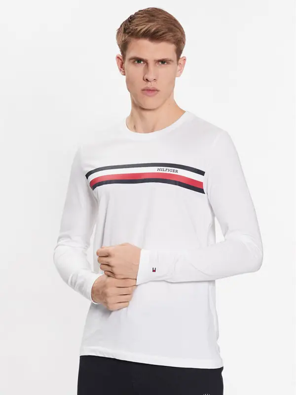Tommy Hilfiger Tommy Hilfiger Majica dugih rukava MW0MW32366 Bijela Slim Fit
