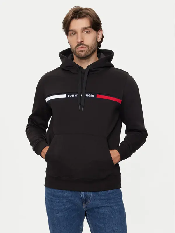 Tommy Hilfiger Tommy Hilfiger Majica dugih rukava MW0MW37361 Crna Regular Fit