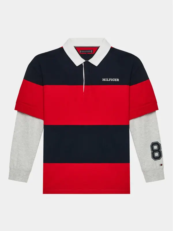Tommy Hilfiger Tommy Hilfiger Majica dugih rukava Rugby Stripe Polo L/S KB0KB08736 Crvena Regular Fit