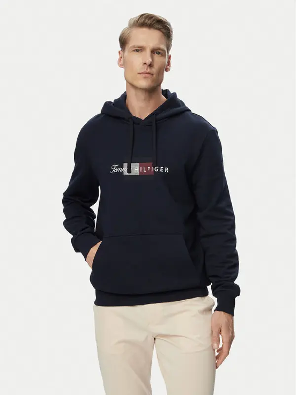 Tommy Hilfiger Tommy Hilfiger Majica dugih rukava Script Flag MW0MW43220 Tamnoplava Regular Fit