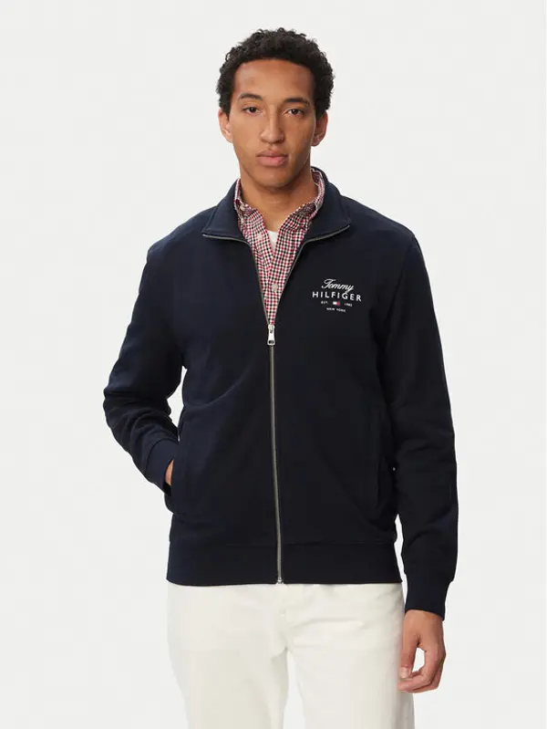 Tommy Hilfiger Tommy Hilfiger Majica dugih rukava Script Stack MW0MW43219 Tamnoplava Regular Fit